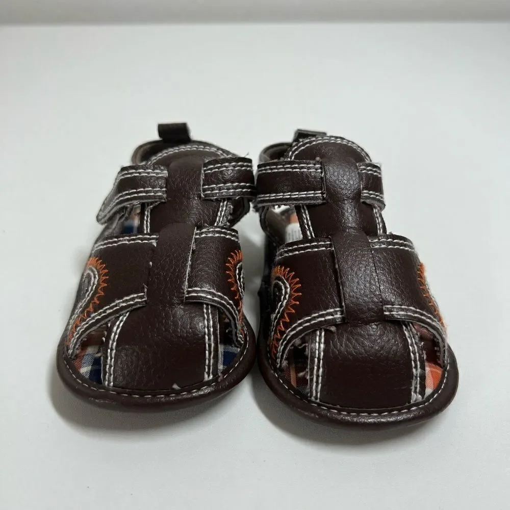 Stepping Stones Baby Kids Boys Brown Infant Sandals Shoes Size 9-12 m